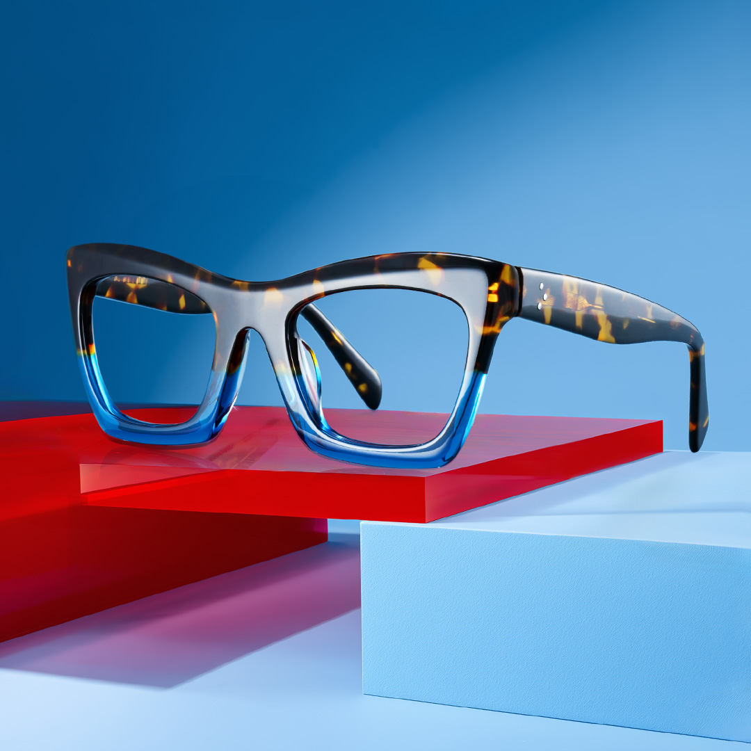 Benitez Square Blue Glasses