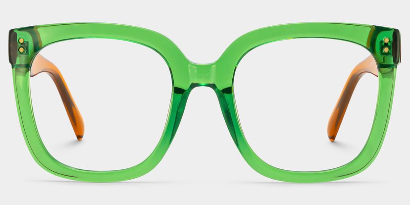 Ebony Square Green Glasses