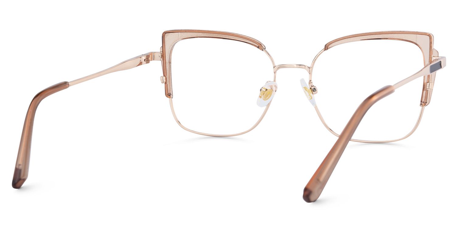 Beige Thin Frame Glasses With Metal Material5