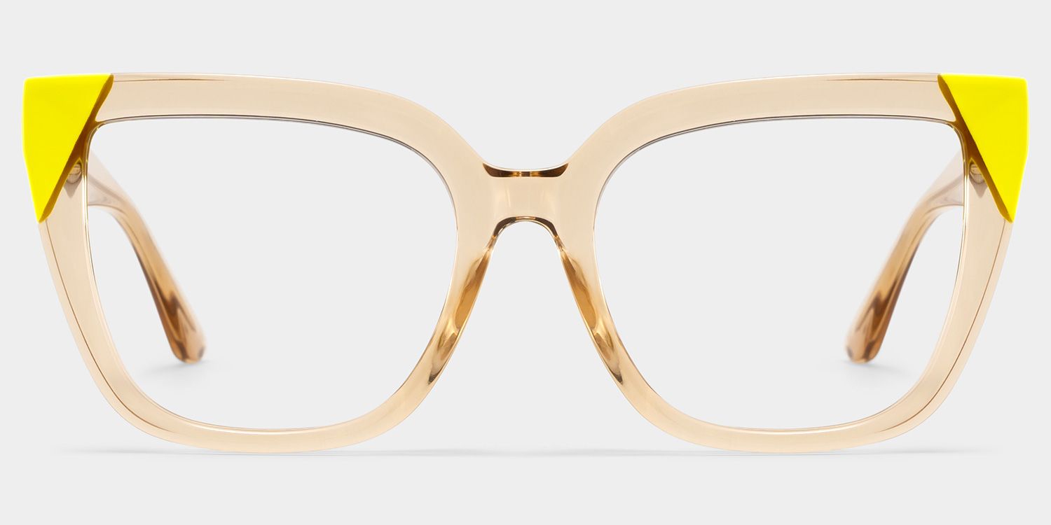 Square Beige Yellow Eyeglasses- Mirta Acetate Frame Glasses0