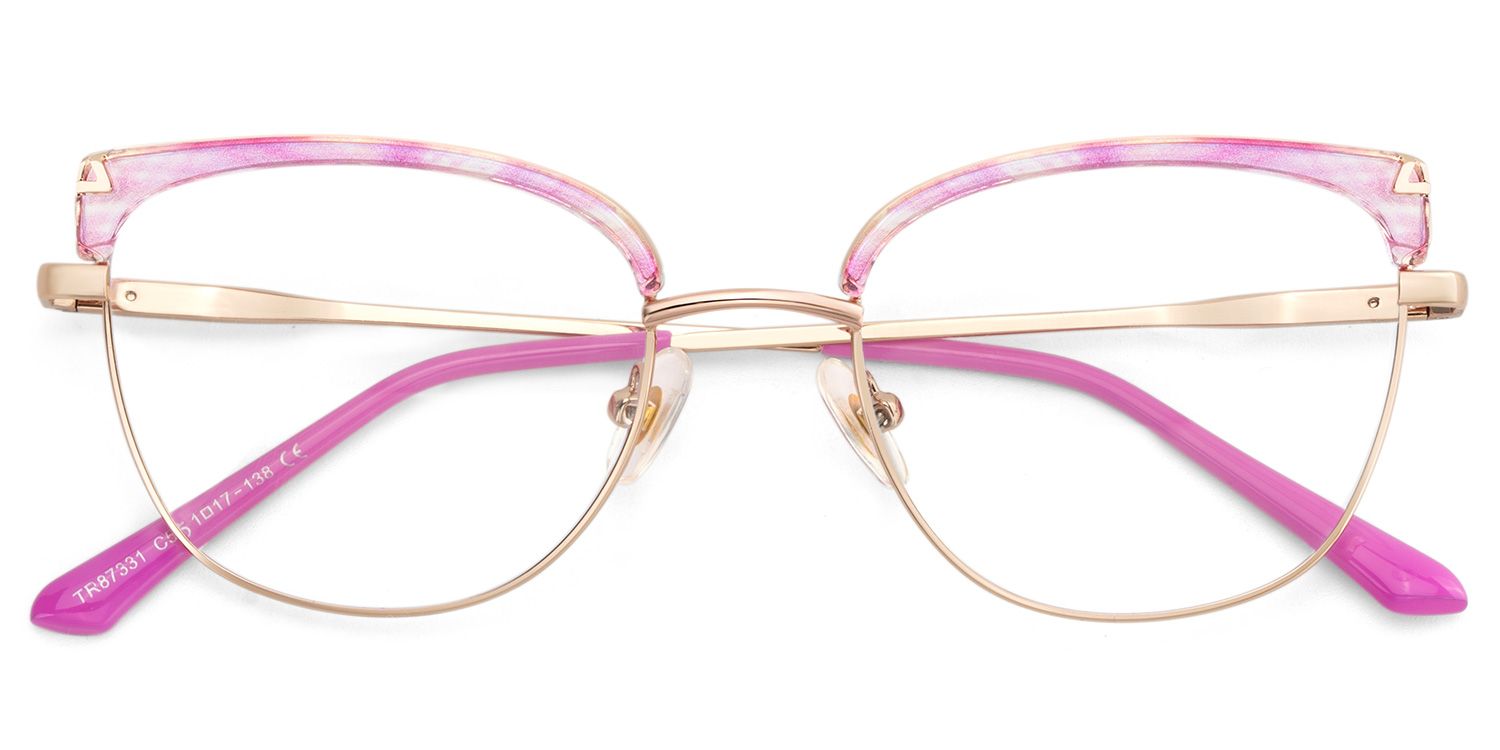 Beau Eyeglasses in Cat eye Pink Gold Frame | ZEELOOL UK2