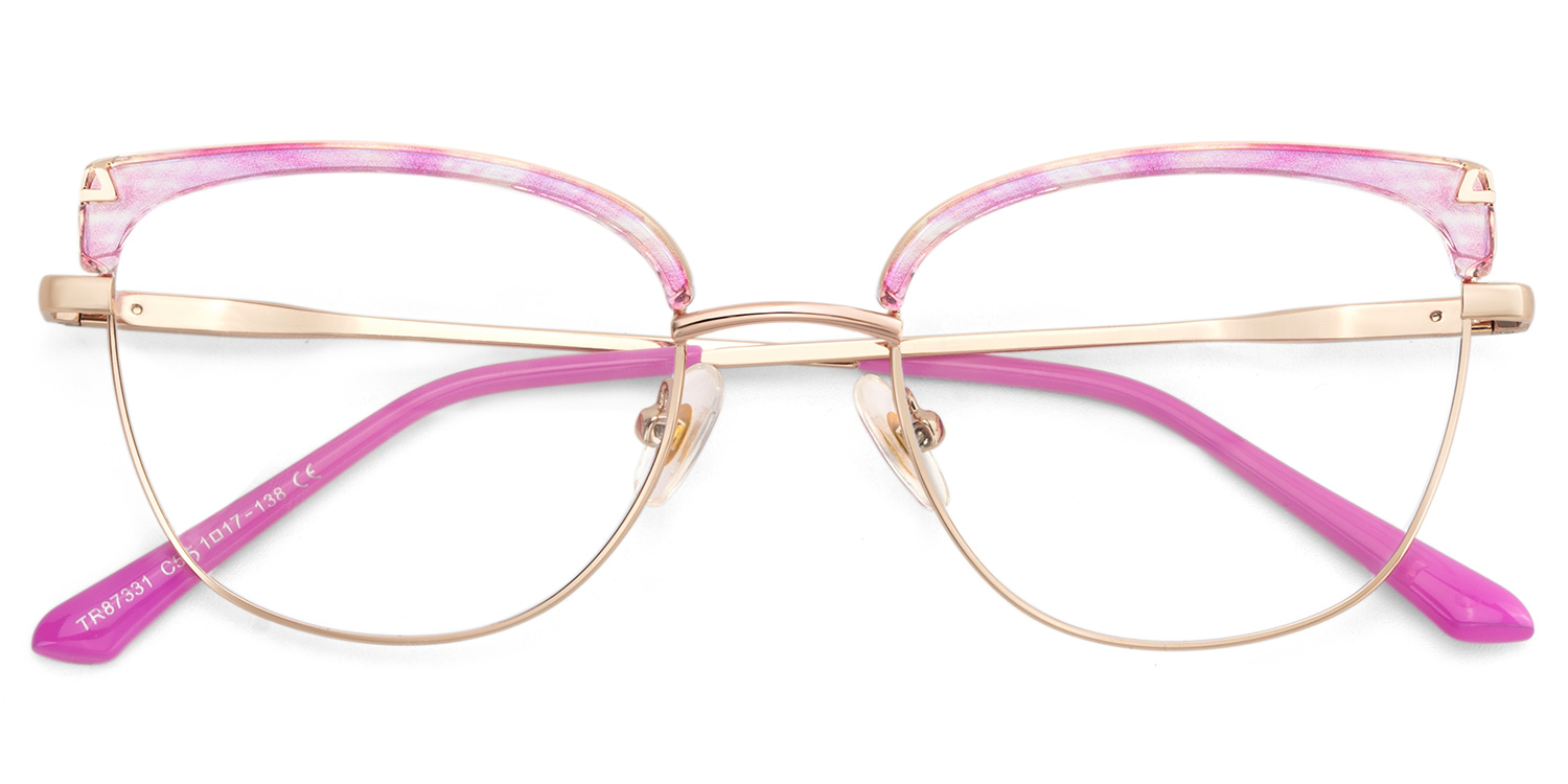 Beau Eyeglasses in Cat eye Pink Gold Frame | ZEELOOL UK2