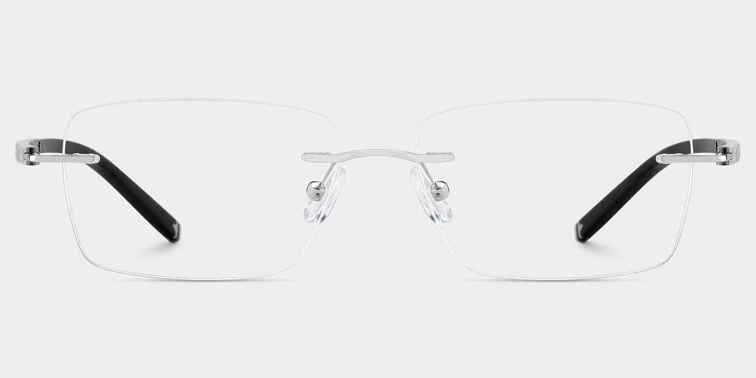 Adeline Silver Rimless Glasses for Men in Rectangle Frame | ZEELOOL0