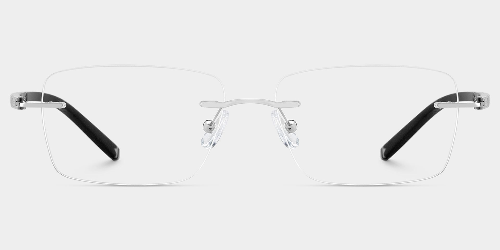 Adeline Silver Rimless Glasses for Men in Rectangle Frame | ZEELOOL0