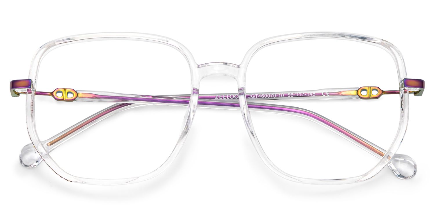 Joana Clear Glasses in Geometric Wide Frame Design | ZEELOOL UK2