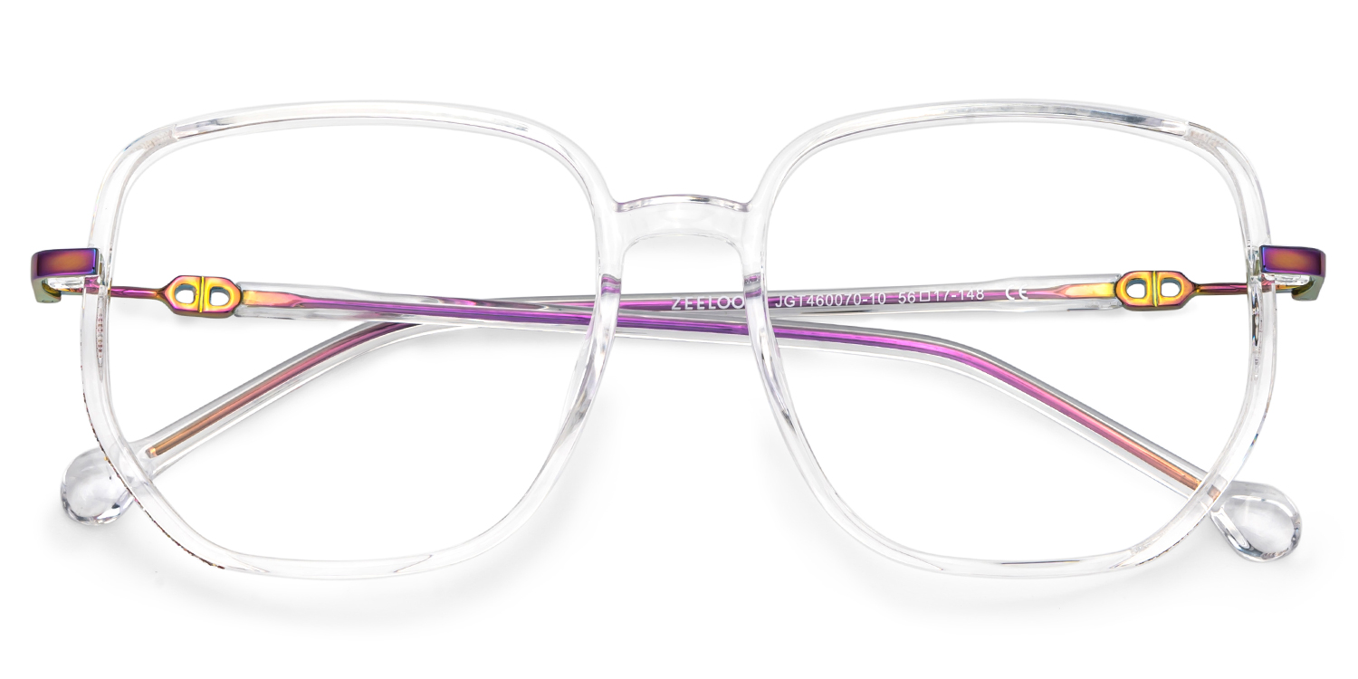Joana Clear Glasses in Geometric Wide Frame Design | ZEELOOL UK2