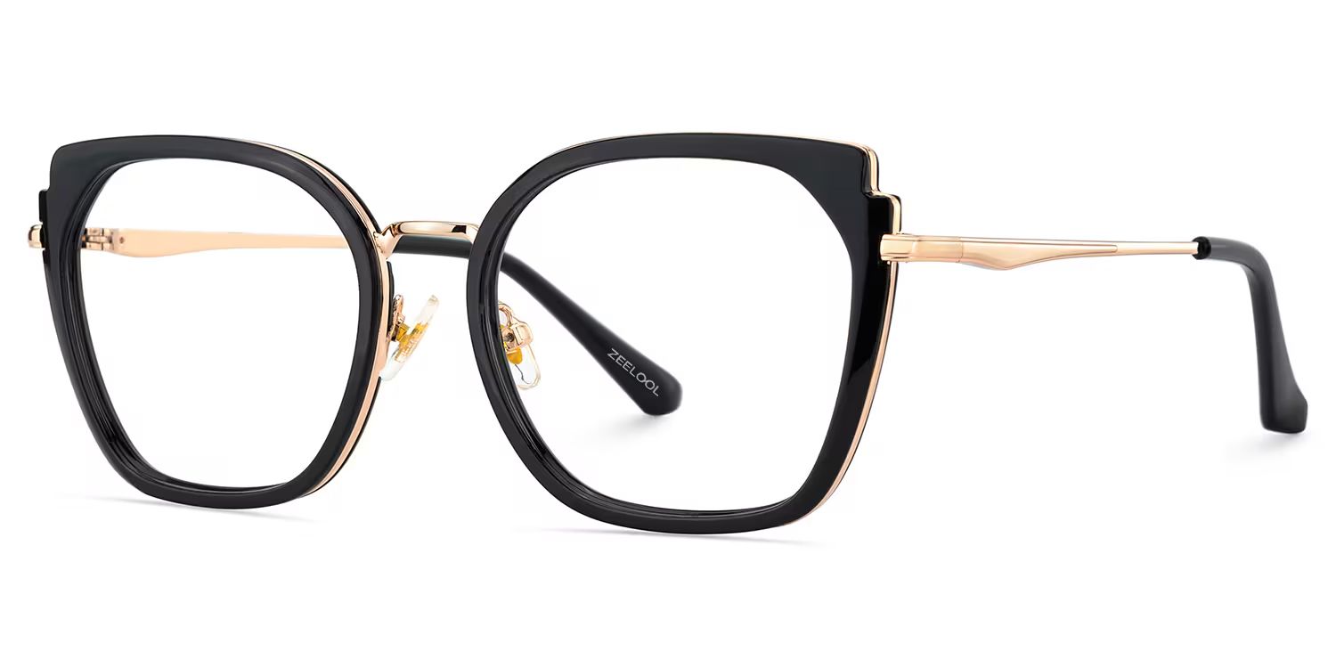 Black Metal Frame Glasses With Wide Size For Women3