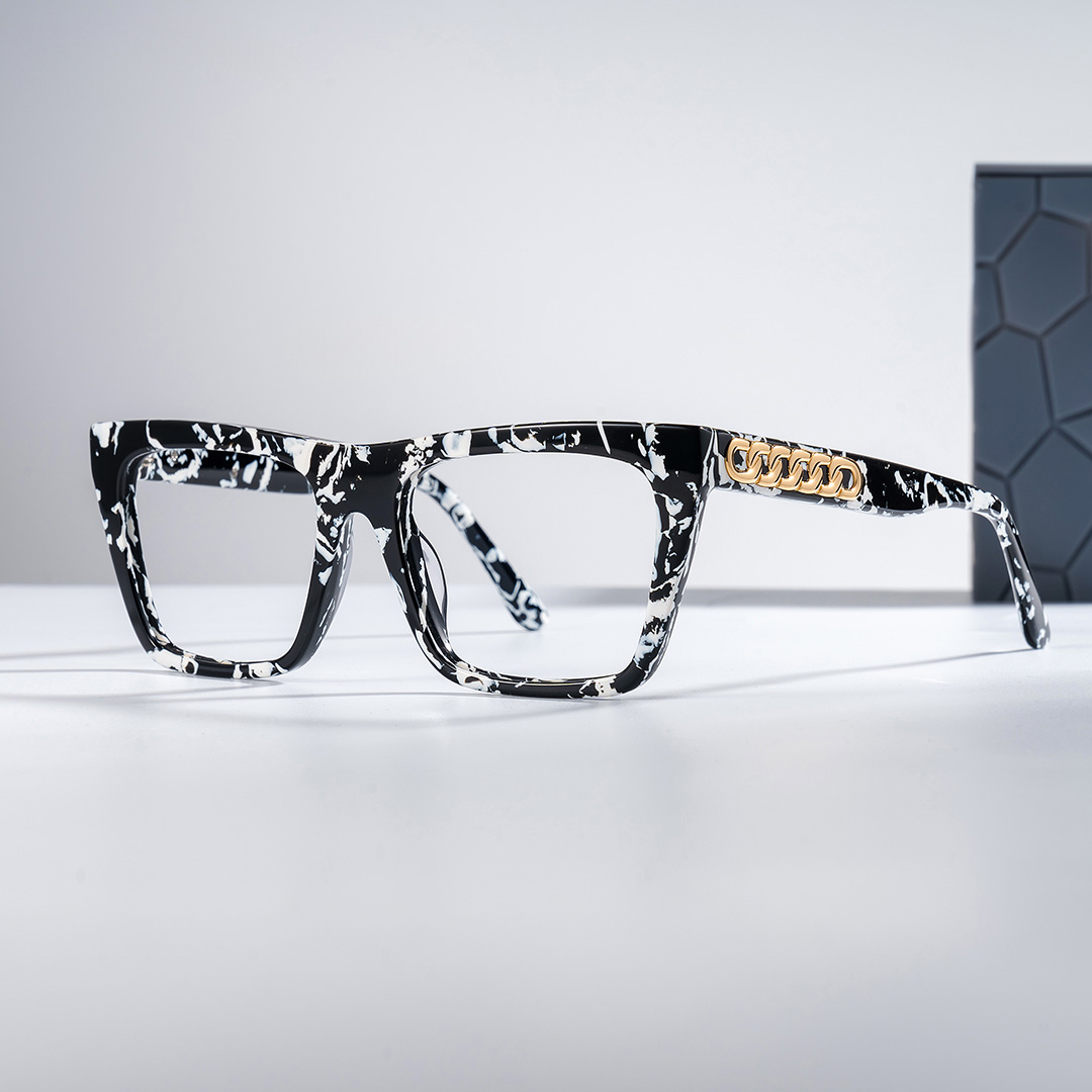 Rascoe Rectangle Black White Glasses0