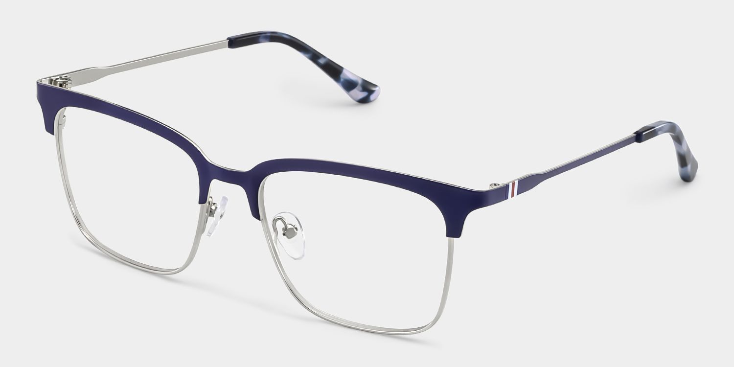 Cleo Blue Silver Frame Glasses with Browline Frame Online | ZEELOOL UK3