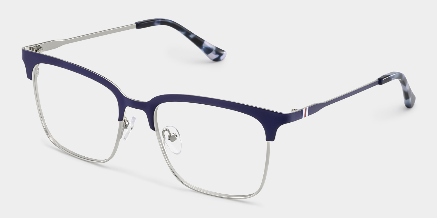 Cleo Blue Silver Frame Glasses with Browline Frame Online | ZEELOOL UK3