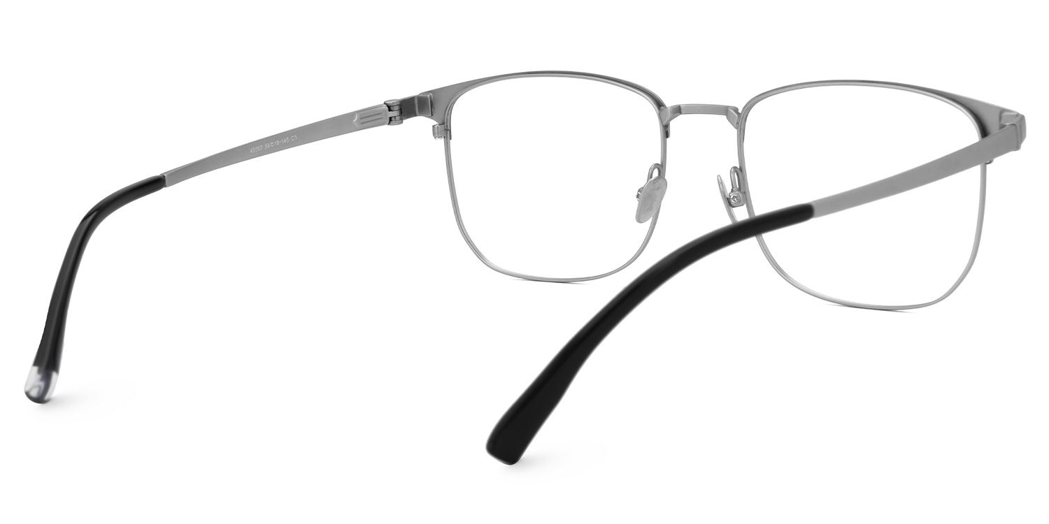 Rondon Titanium Rectangle Silver Frame Glasses | ZEELOOL UK3