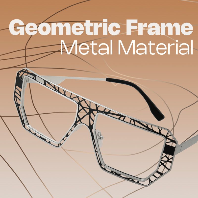 Blake Black-Silver Glasses with Geometric Extra Large Frames | ZEELOOL UK0