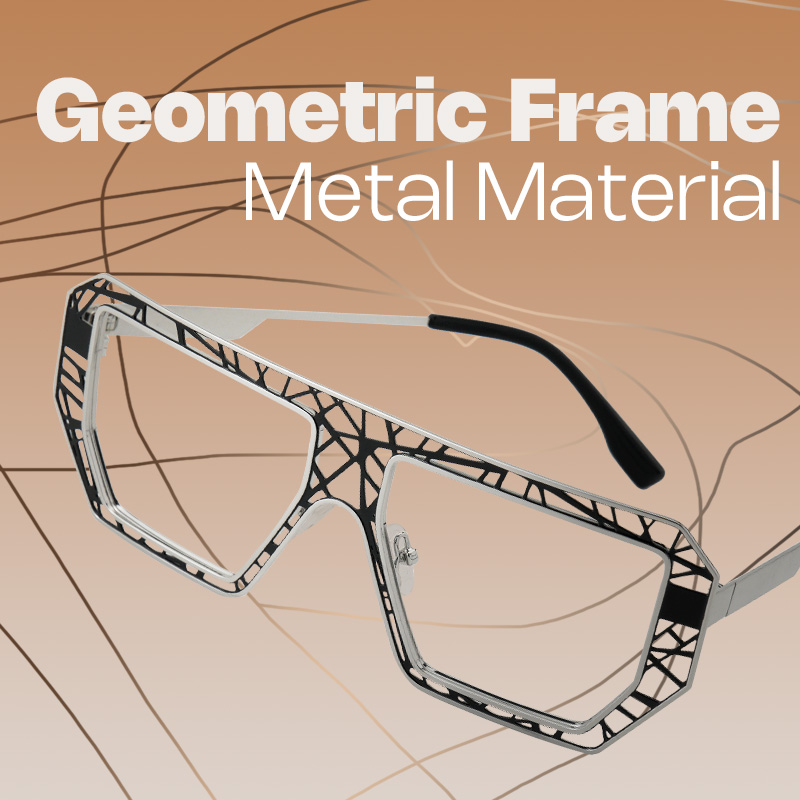 Blake Black-Silver Glasses with Geometric Extra Large Frames | ZEELOOL UK0