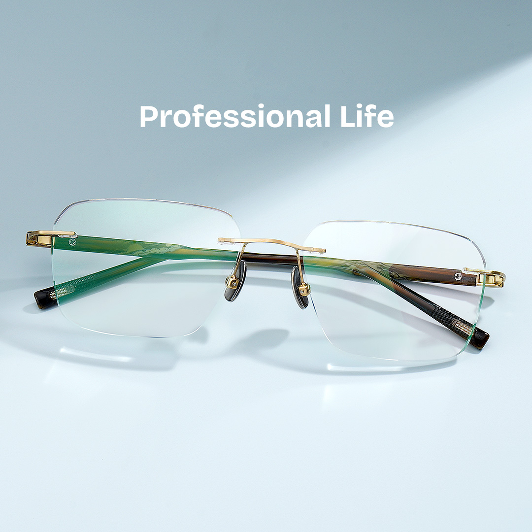 Claire Rectangle Gold Frame Eyeglasses for Man| ZEELOOL UK1
