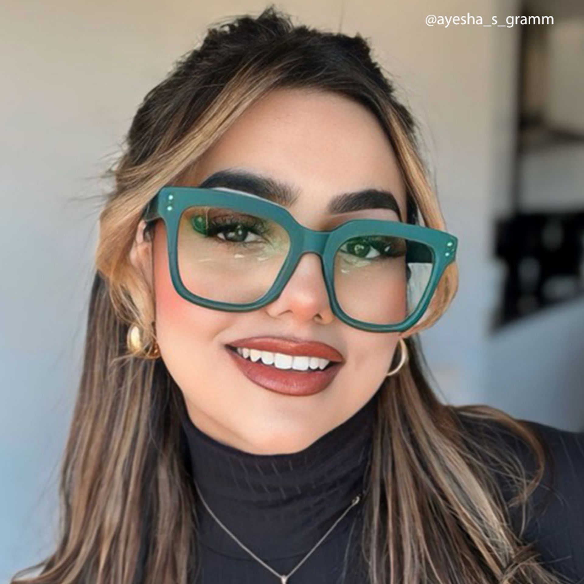 Liizbeett Square Eyeglasses with Dark Green Frames6