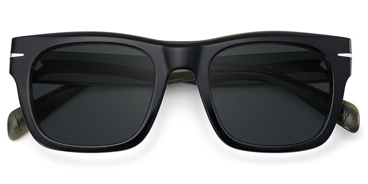Renzo Rectangle Black Frame Polarized Sunglasses