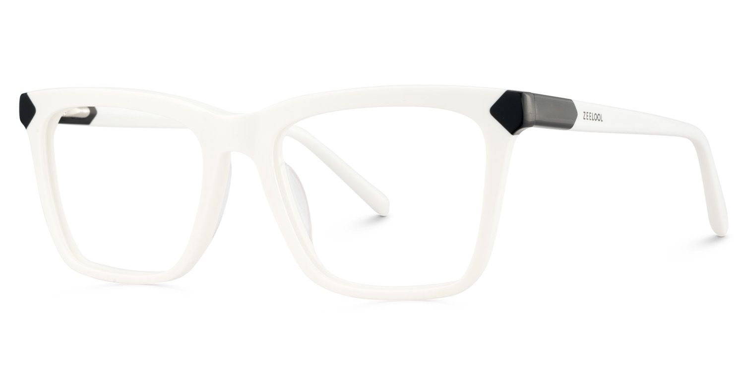 Thin White Glasses Frame In Rectangle Shape3