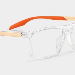Active Rectangle Clear Orange Glasses5
