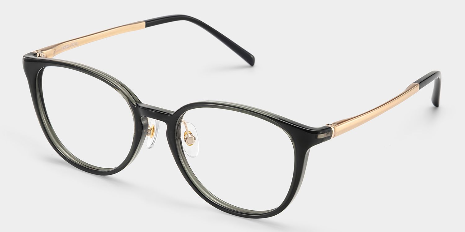 Amanda Rectangle Black Frame Glasses with Gold Trim | ZEELOOL UK3