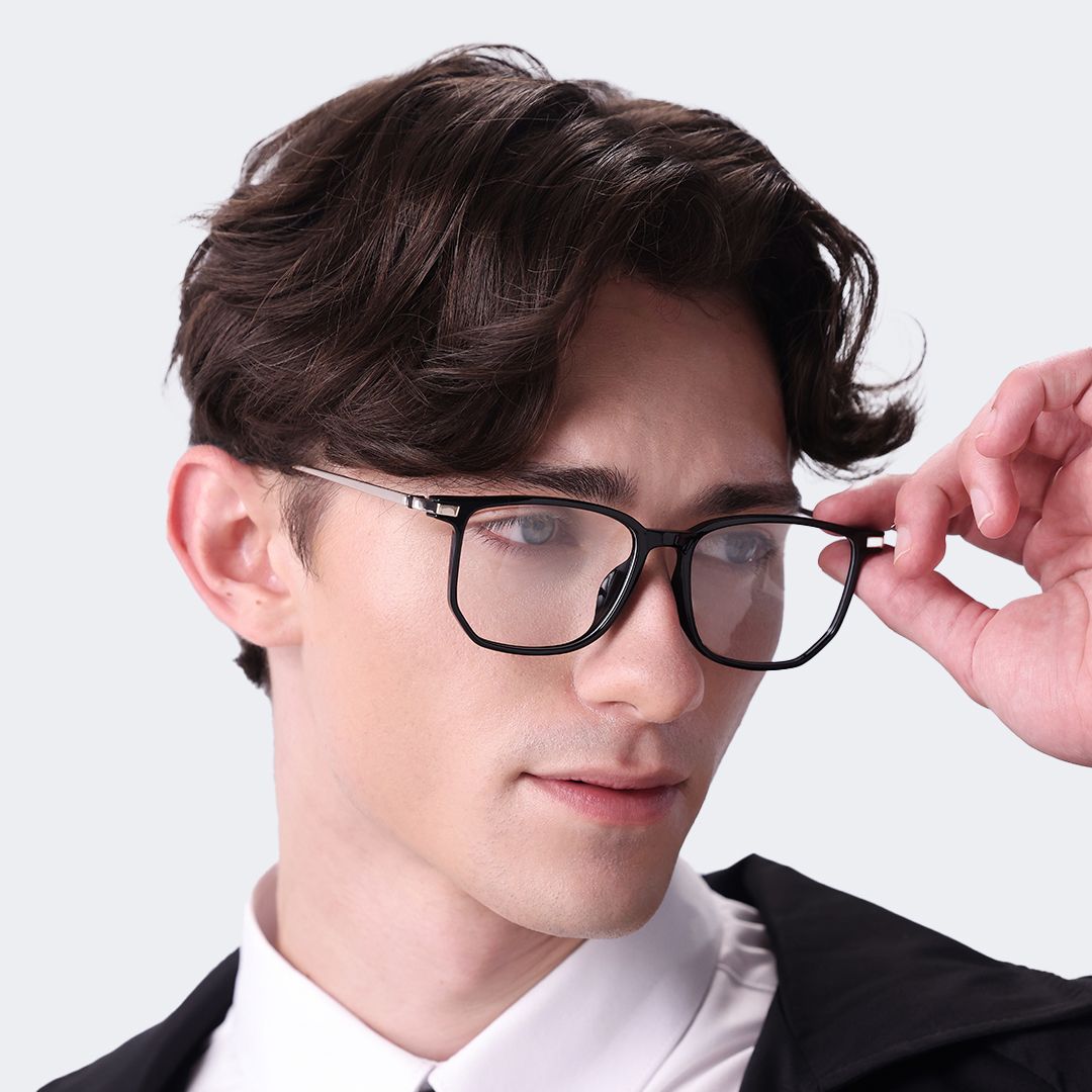 Fezell Square Black Eyeglasses and Thin Wide Frames7