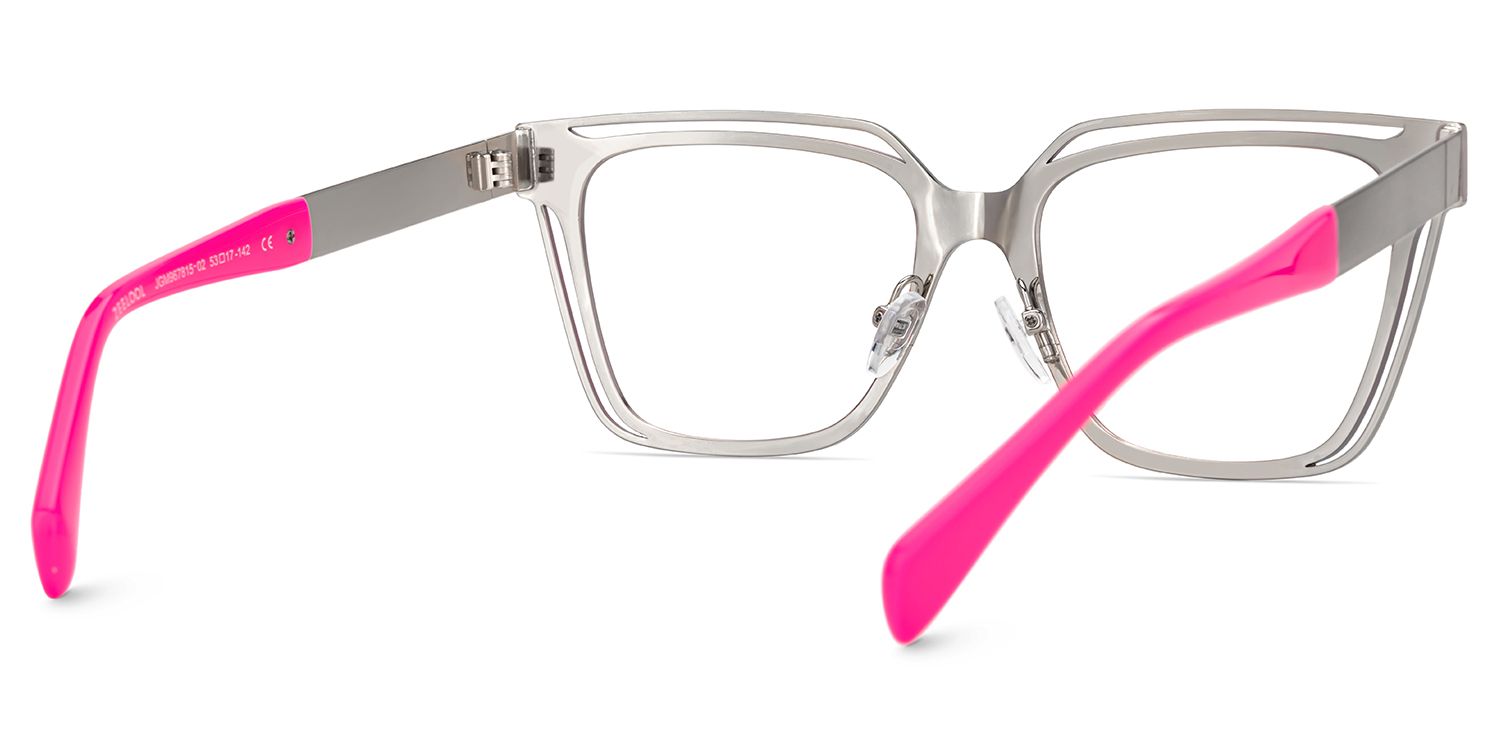 Bright Pink Eyeglass Frames With Square Shape4