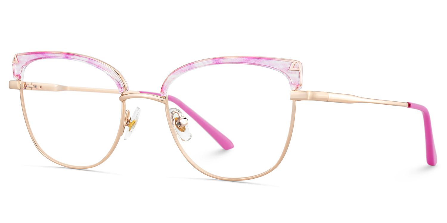 Beau Eyeglasses in Cat eye Pink Gold Frame | ZEELOOL UK3