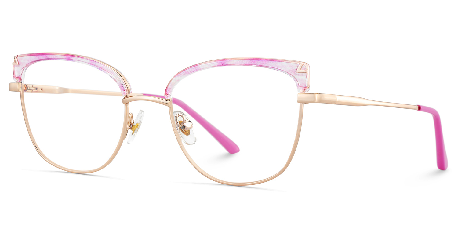 Beau Cat eye Pink Gold Glasses3