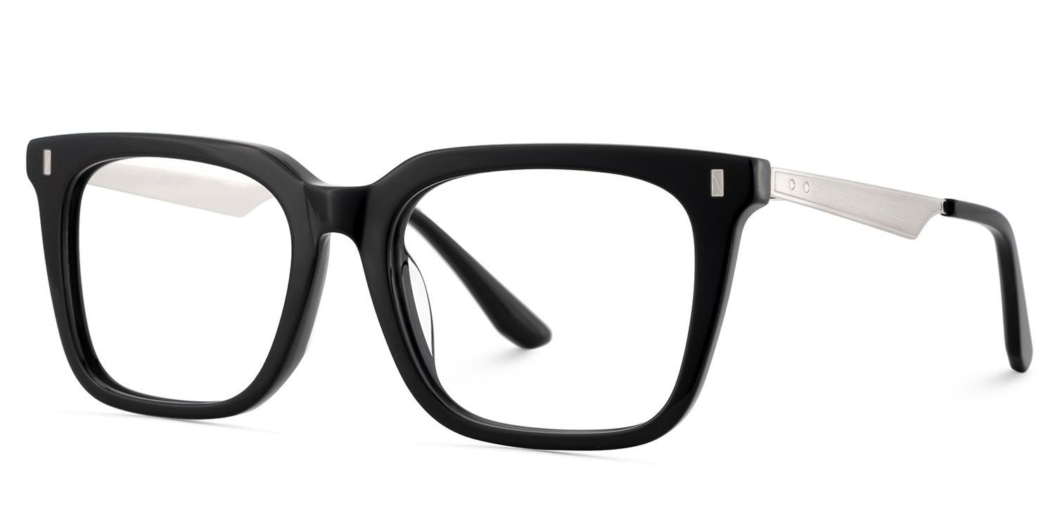 Brook Black Rectangle Prescription Glasses | ZEELOOL UK3