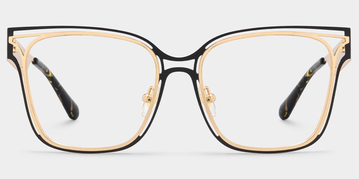 Women's Metal Glasses with Golden Tortoise Temples Online1