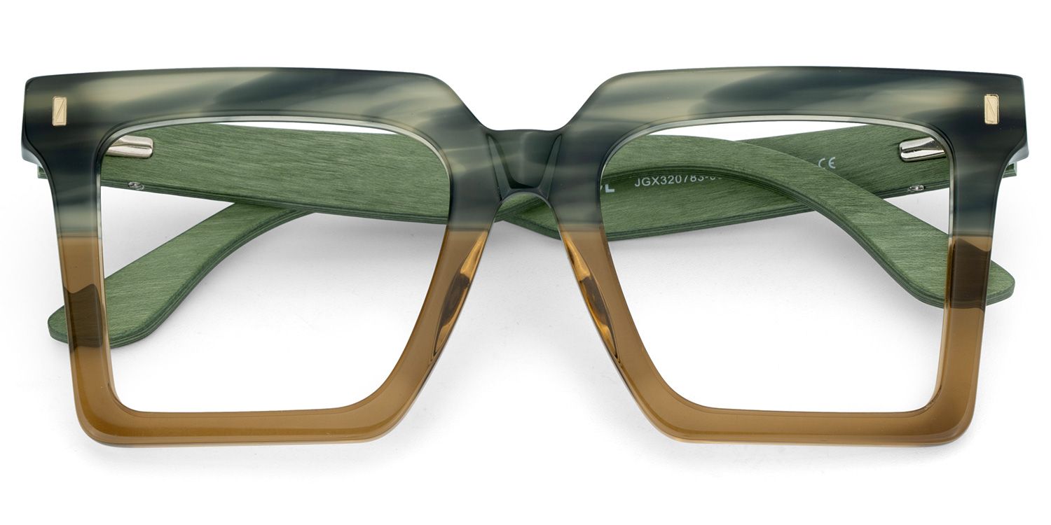 Retro Square Frame Glasses With Wood Temples2