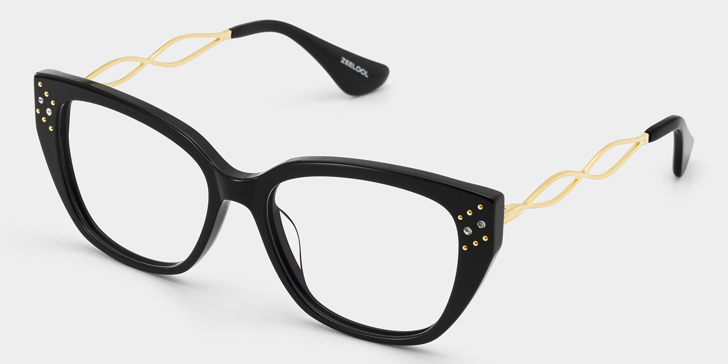 Alma Butterfly Black Glitter Eyeglasses | ZEELOOL3