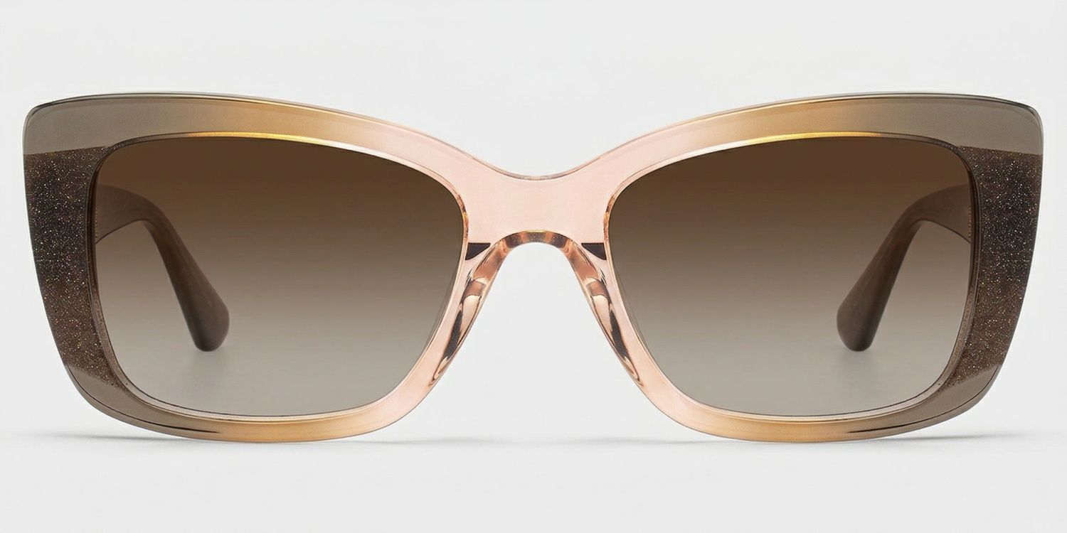 Leona Rectangle Brown Omber Glasses with Glittering Powder | ZEELOOL0