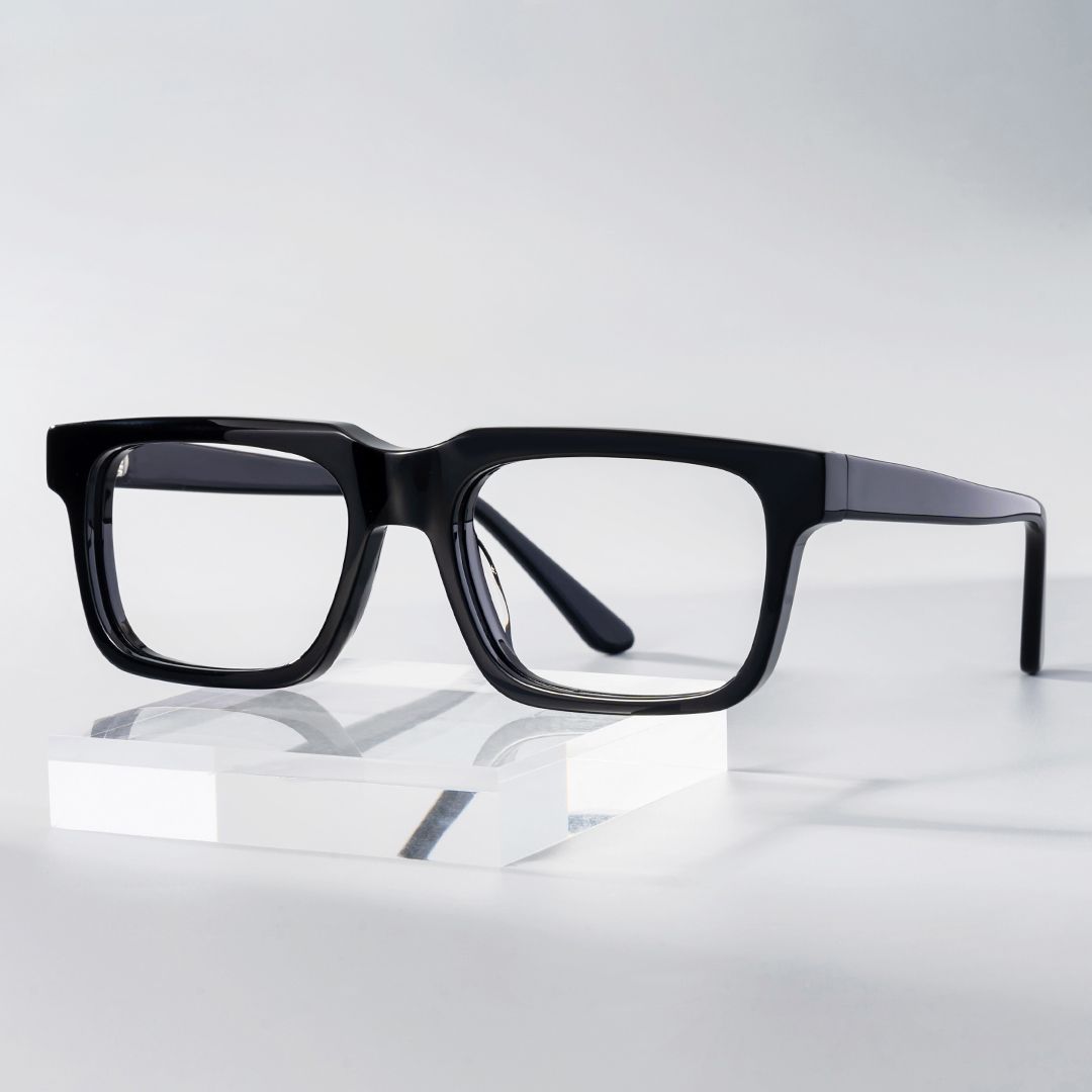Larsen Black Rectangle Glasses Frames For Men | ZEELOOL UK0