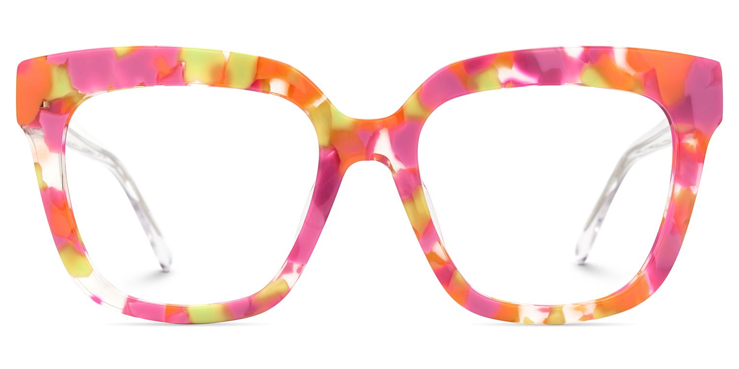 Square Orange Marble Eyeglass Frames - Nina Acetate Glasses1