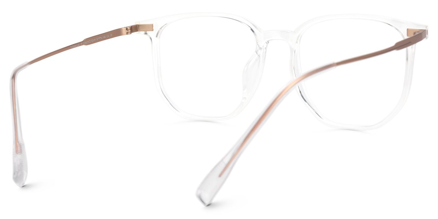 Bianca Mixed-Materials Geometric Clear Frame Glasses | ZEELOOL UK3