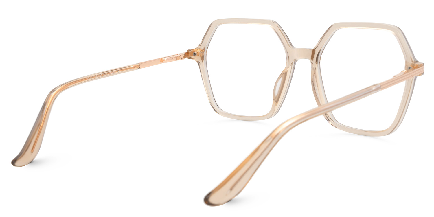 Viona Geometric Champagne Full-Frame Glasses | ZEELOOL UK3