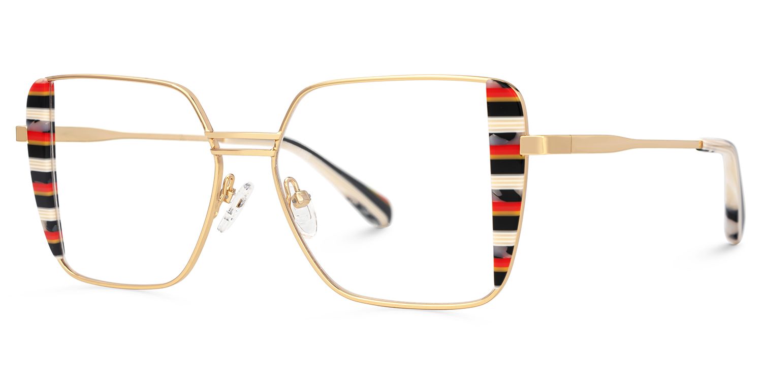 Errica Thin Black Orange Geometric Glasses For Round Face2