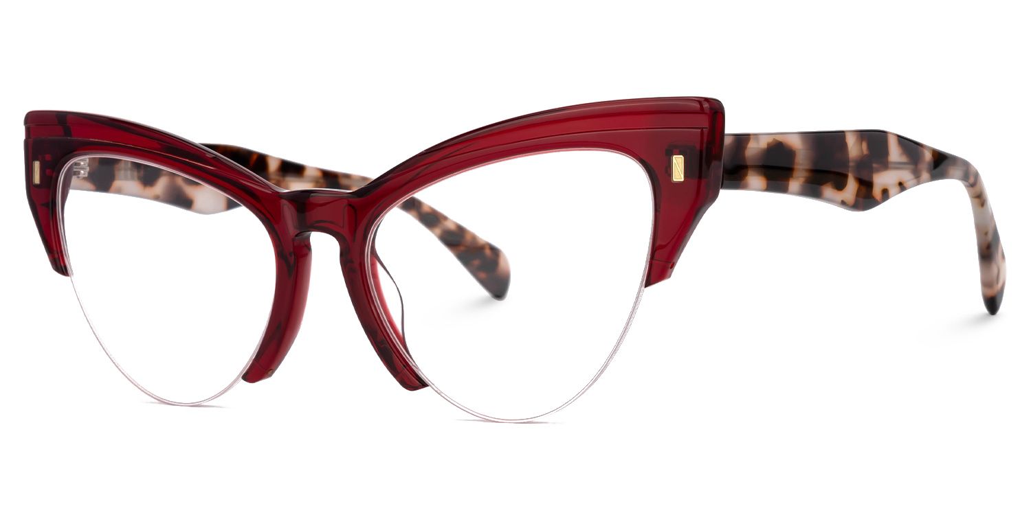 Castealia Red Eyeglasses with Cateye Shape | ZEELOOL UK1