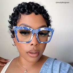 Porsha Square Dark Blue Glasses5