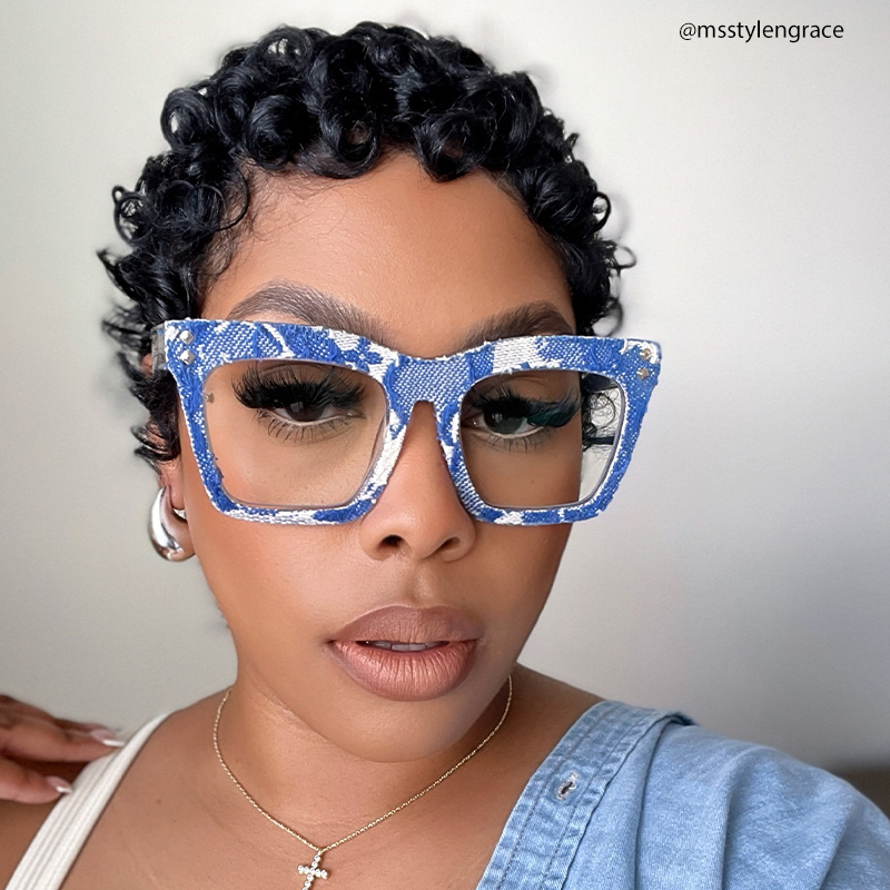 Porsha Square Dark Blue Glasses5
