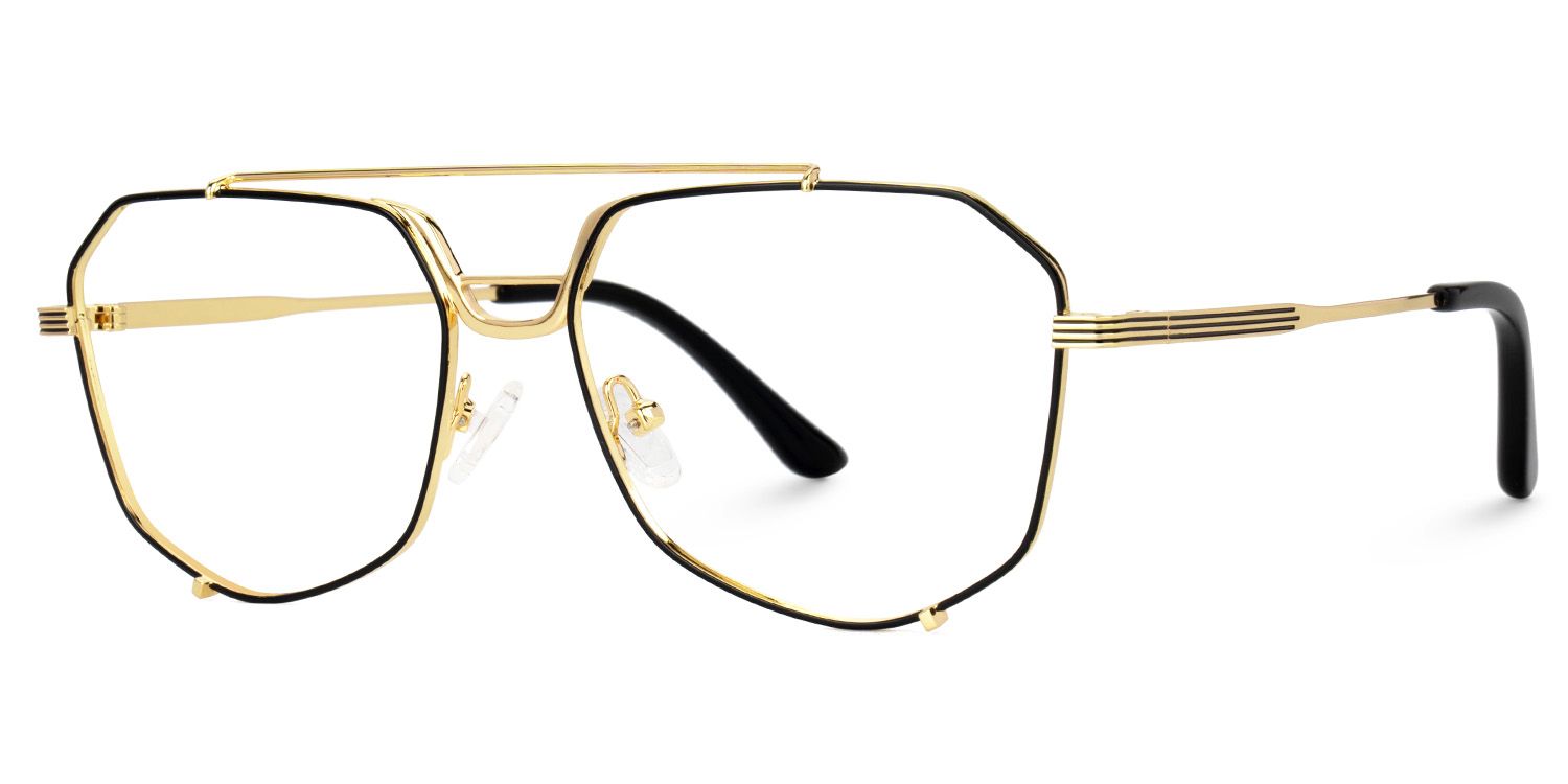 Beethoven Black-Gold Aviator Prescription Glasses | ZEELOOL UK1