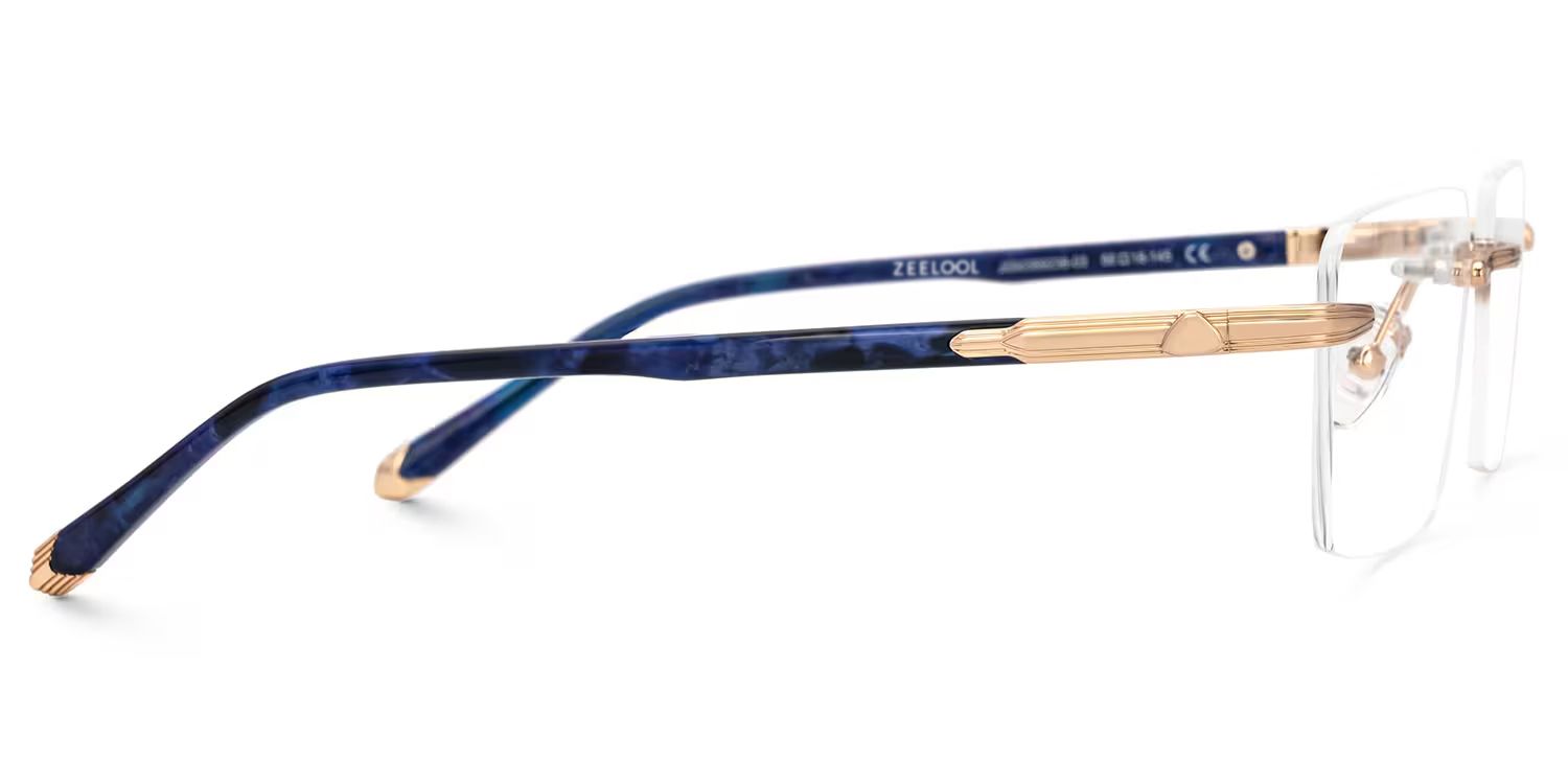 Blue Mixed-Materials Rectangle Eyeglasses- Savitrie2