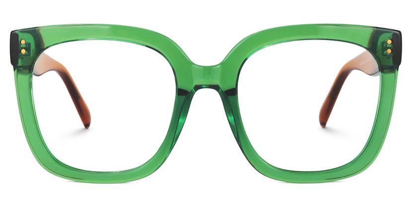 Ebony Square Green Glasses