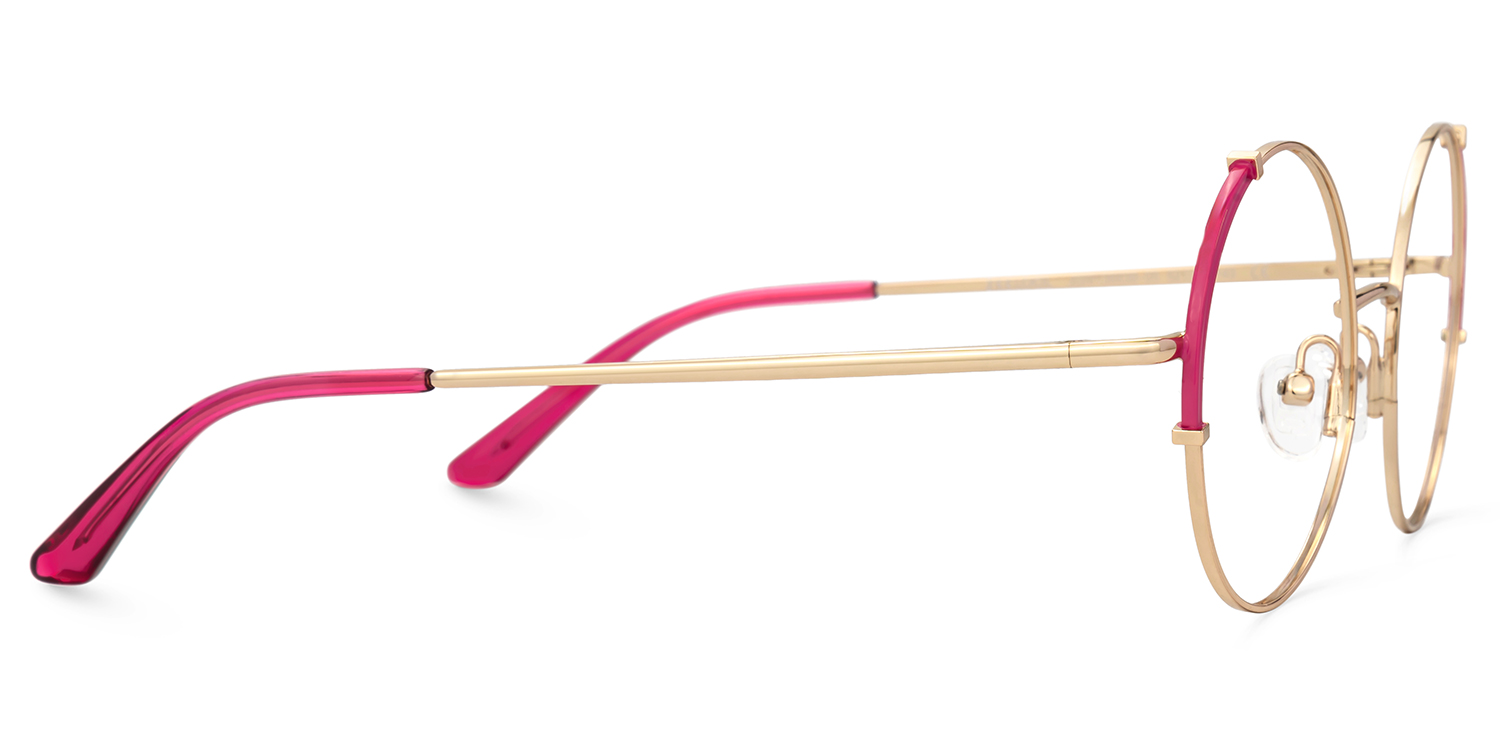 Circle Glasses Frames With Red Temples - Women's Glasses2