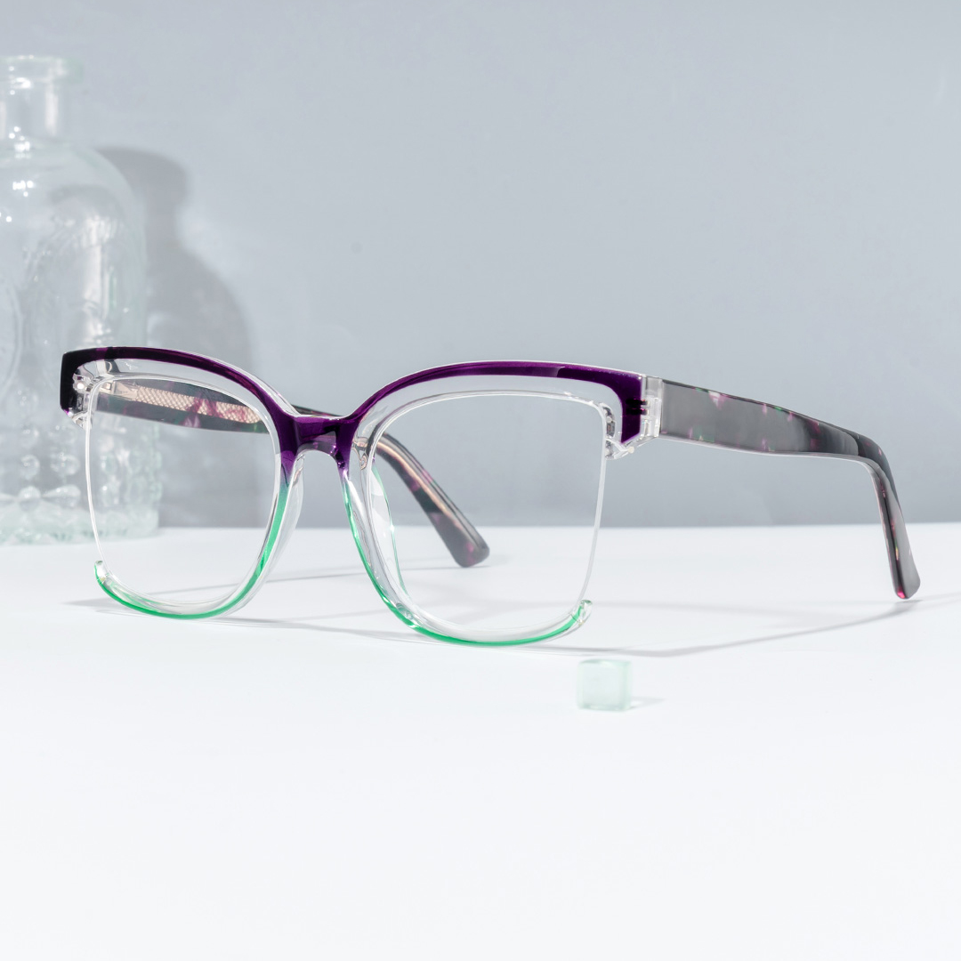 Square Cadogan Purple-Green Frame Glasses | Zeelool0