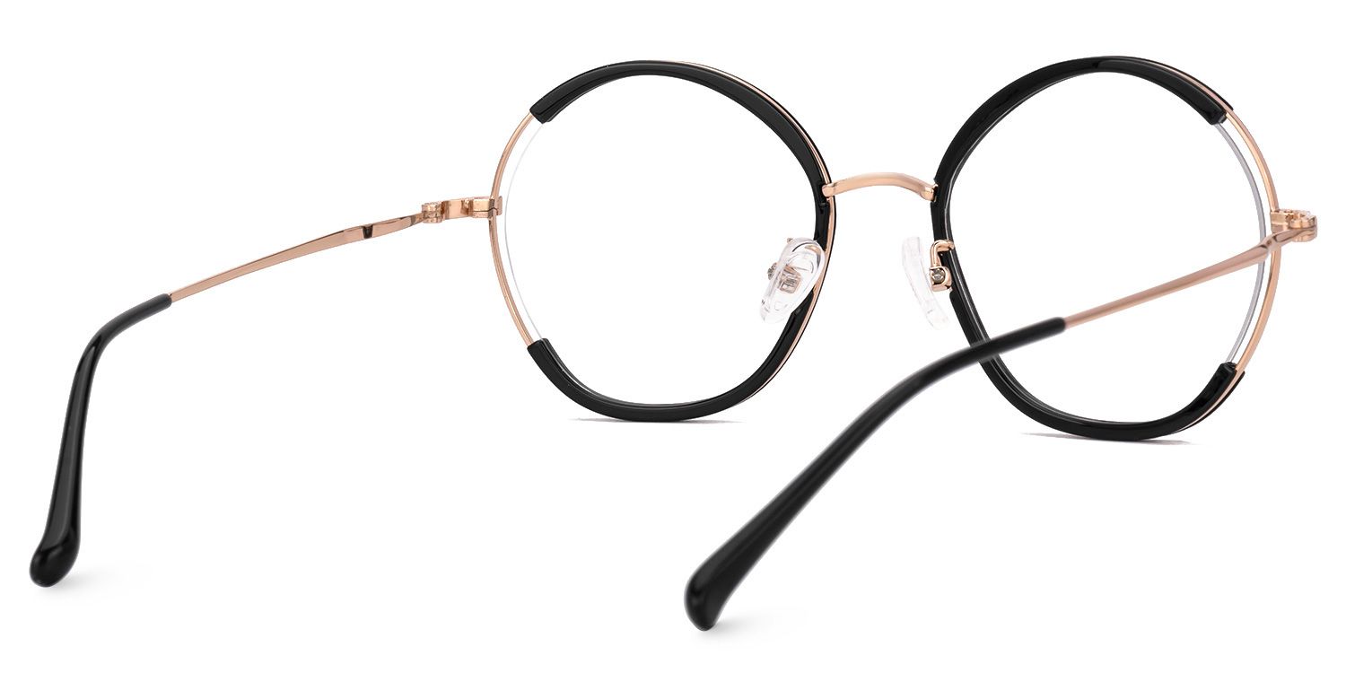 Black Kiley Round Frame Eyeglasses | ZEELOOL UK3