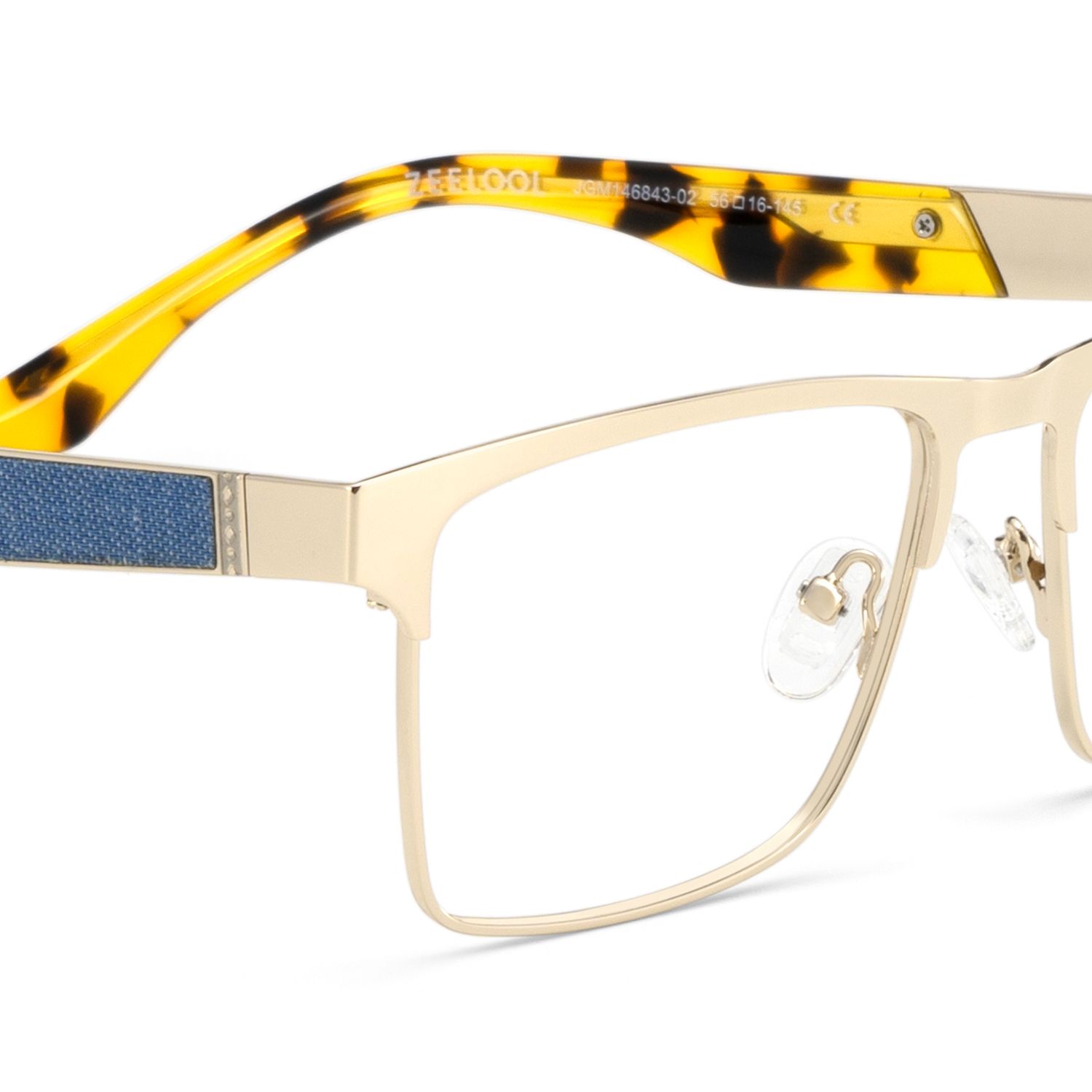 Jasper Eyeglasses in Browline Gold Frame | ZEELOOL UK5