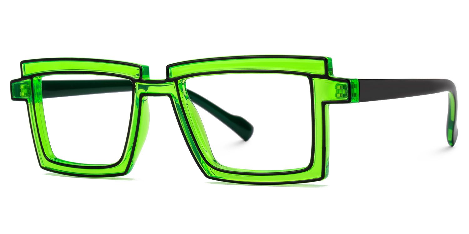 Zephyr Green Rectangle Glasses, Cyberpunk Style Frames2