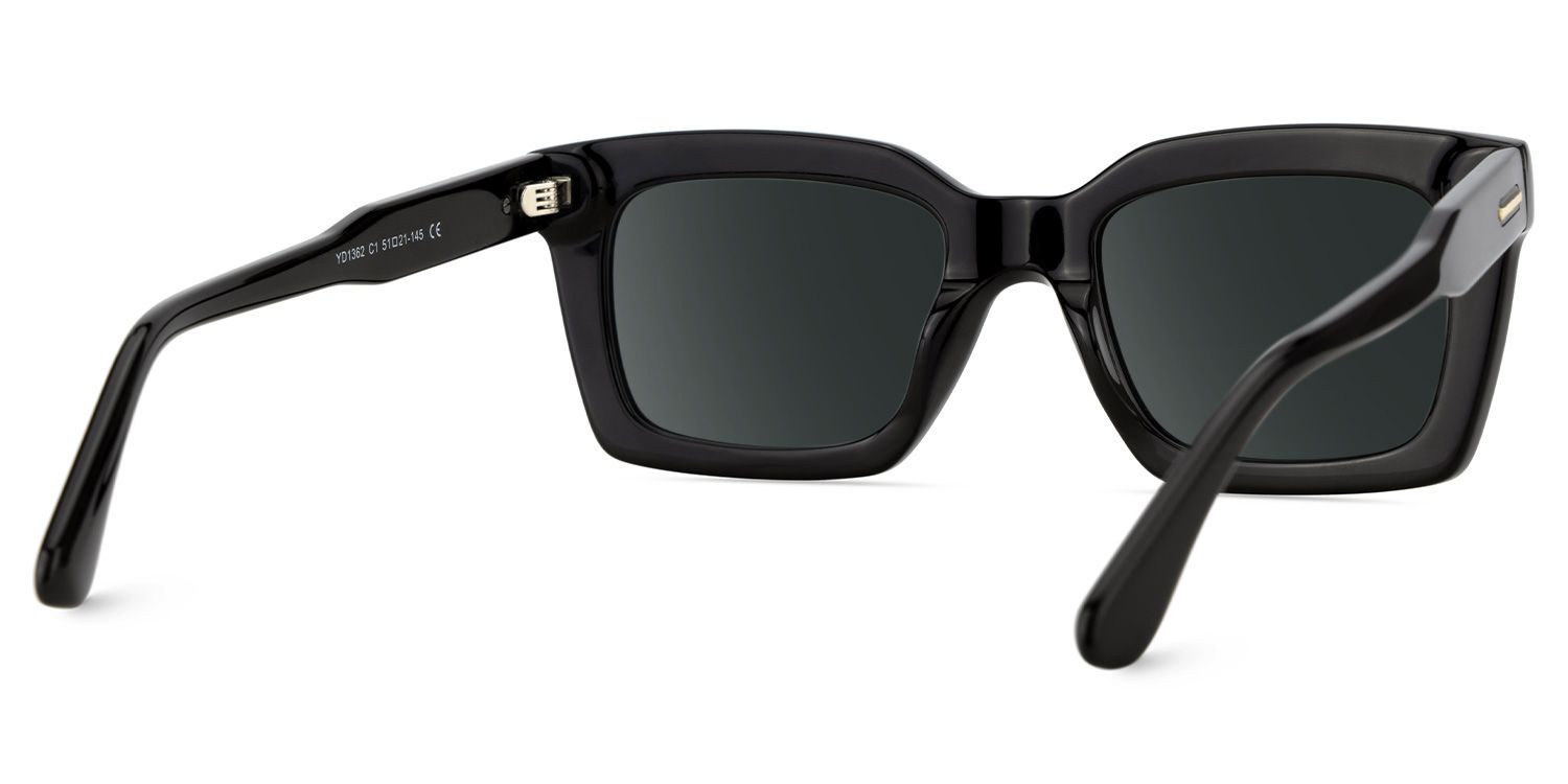 Solana Rectangle Black Full Rim Sunglasses | ZEELOOL UK4