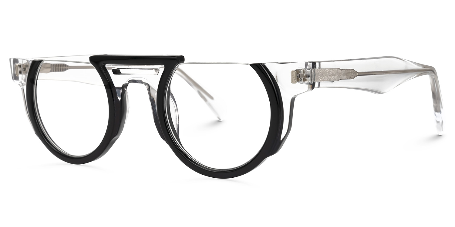 Mastin Round Black Eyeglasses and Half Frames1